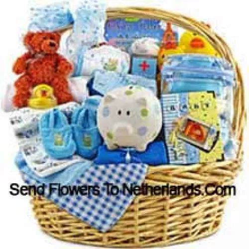 A Kit Having Both The Clothes And Essential Products Like Toiletries etc. This Is A Perfect Gift For A Newly Born Boy