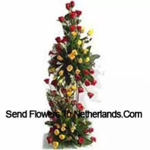 4 Feet Tall Arrangement Of 151 Red Roses And 150 Yellow Roses